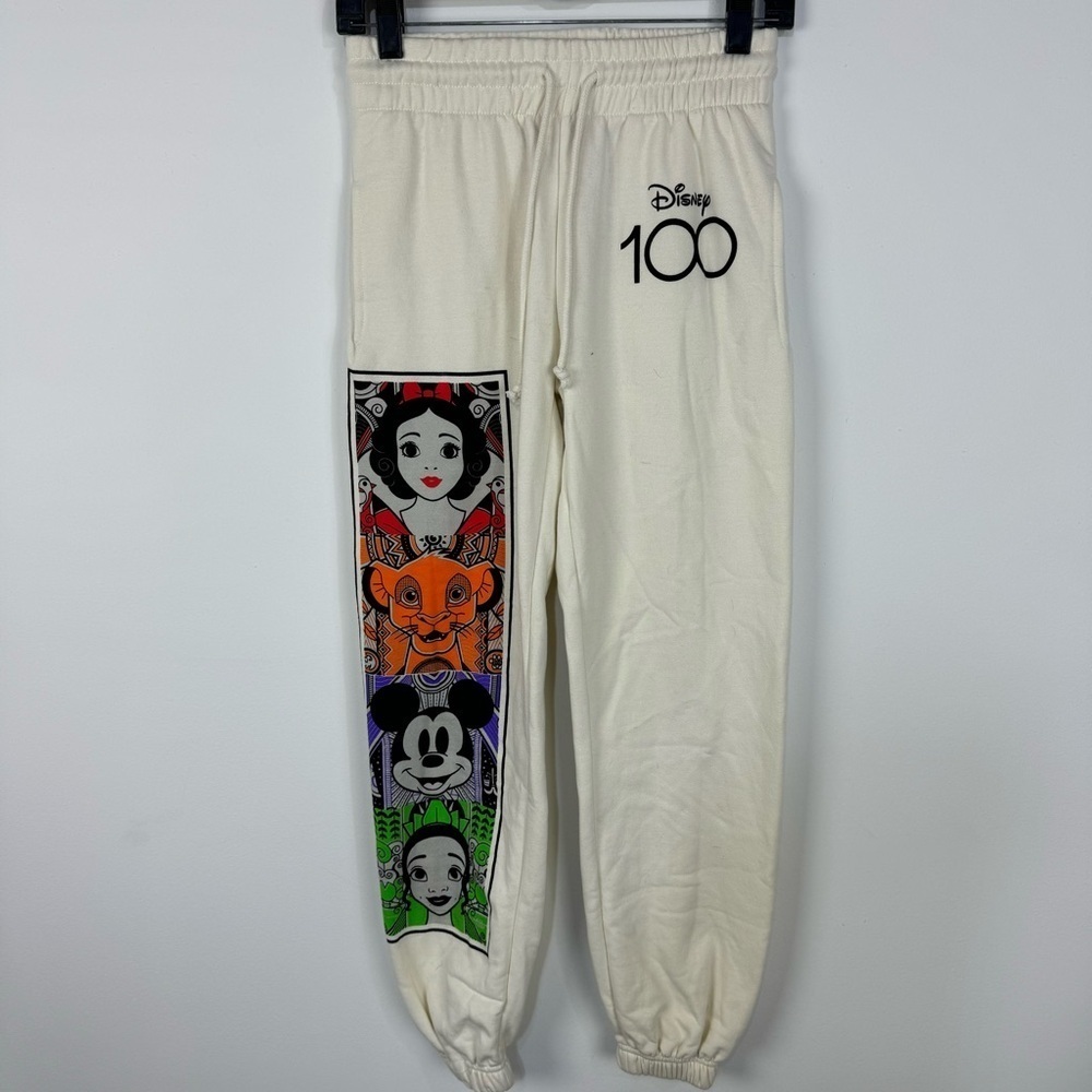 Disney 100 Year Joggers Sweats Sweatpants Cream Ivory